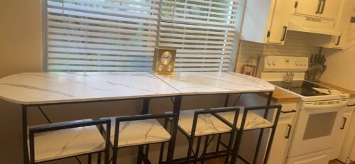 3-Piece Bar Table Set, Kitchen Pub Dining Table photo review