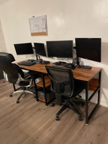 78.7" Two Person Desk, Double Computer Desk with Bookshelf photo review