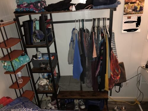 Freestanding Closet Organizer, Garment Rack with 4-Tier Shelves photo review