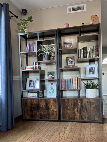 Bookshelf, Vintage Industrial Etagere Standard Bookcase with Door photo review