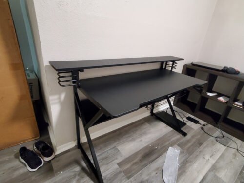 Gaming Desk, Computer Desk with Monitor Stand and Shelf photo review